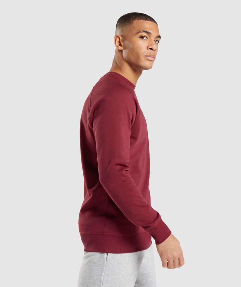 Men's Gymshark Crest Sweatshirts Burgundy | NZ 6AMTVS